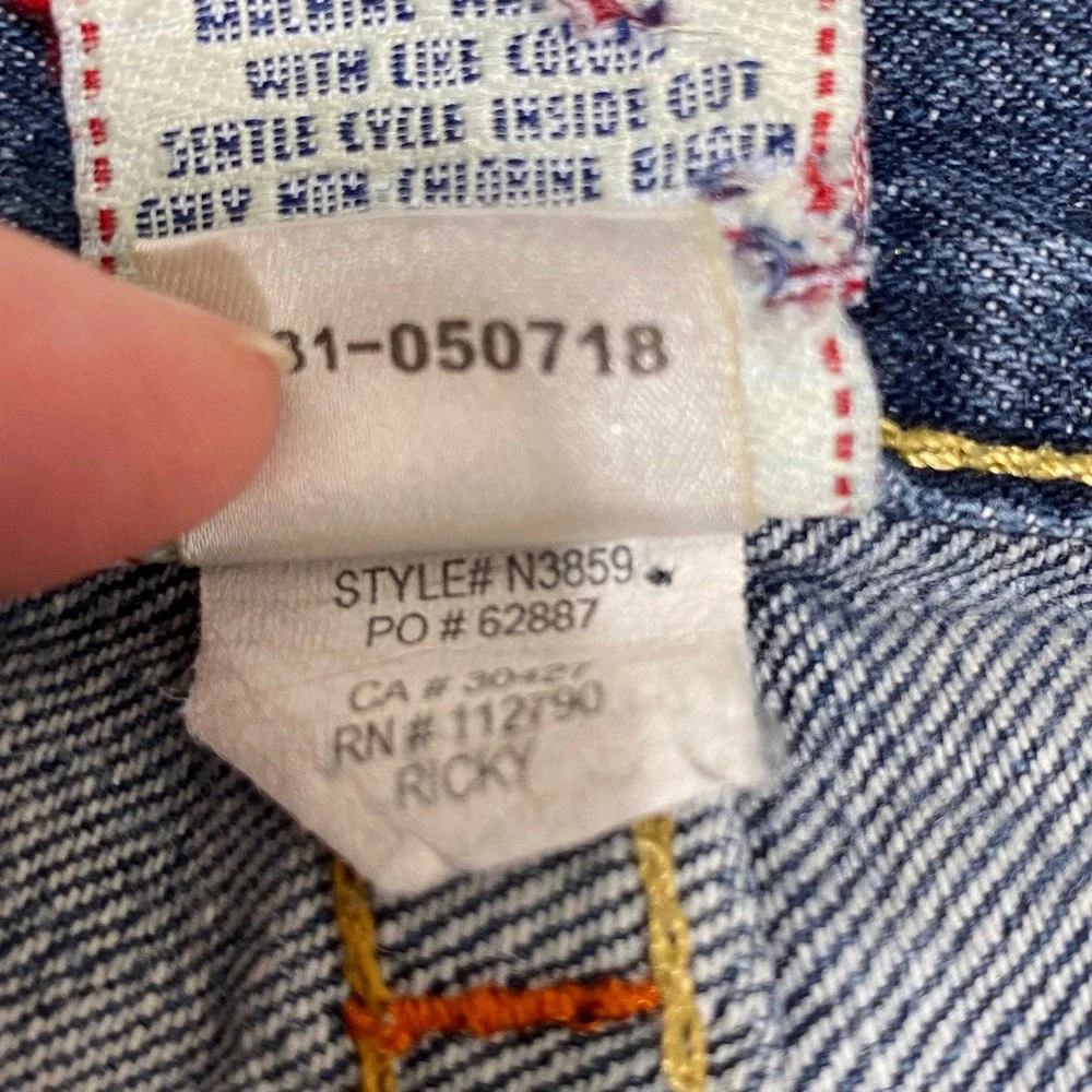 True Religion Ricky Mens 34 Straight Leg Distressed Blue Jeans Made in USA